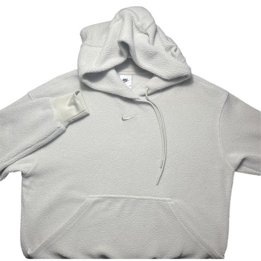 Nike Mens Sz S Mid Solo Swoosh‎ Cream/Bone White Fleece Hoodie Comfort -1546